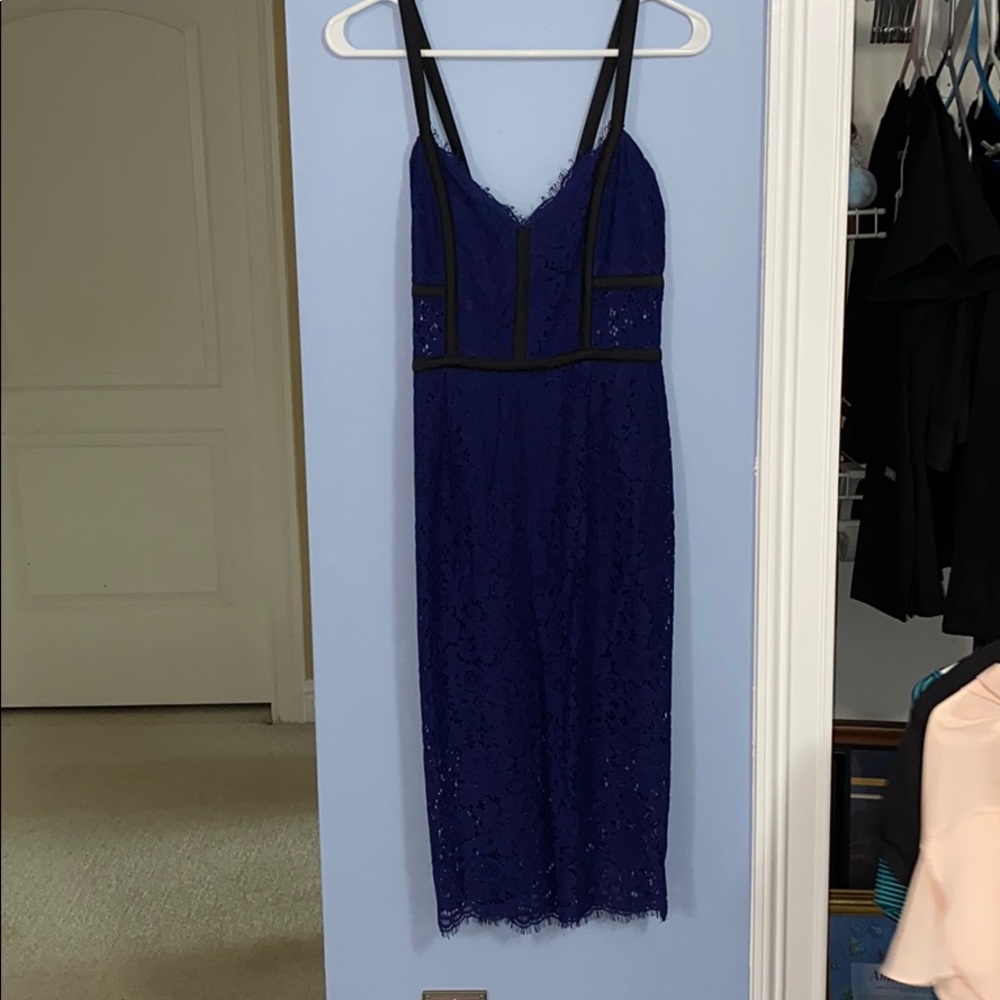 dark blue lace dress